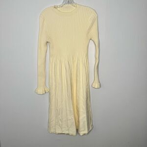 Chicwish Cream Ribbed Knit Kids Dress